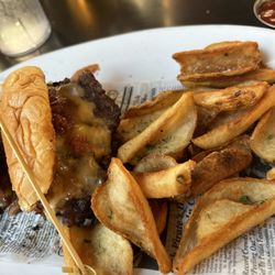 Bacon jam cheeseburger and fries