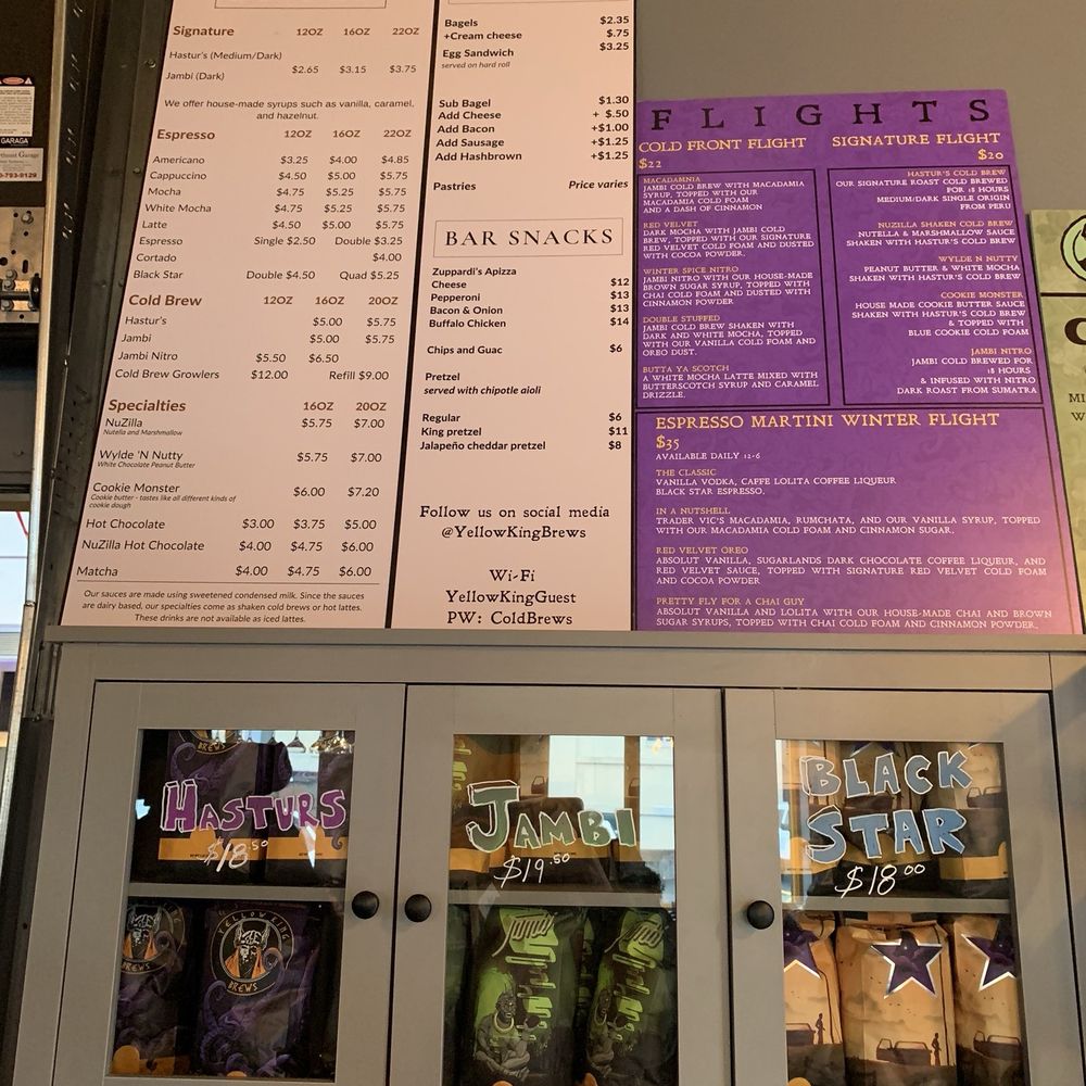 Yellow King - Bristol - Menu & coffee bag for home - Coffee & Tea Near Me - Bristol, Connecticut Yellow King - Bristol - Menu & coffee bag for home - Coffee & Tea Near Me - Bristol, Connecticut
