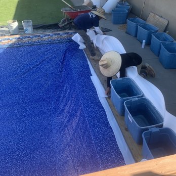 Secard Pools & Spas - Weighing down/shaping Baja Deck for filling pool - Hot Tub & Pool Near Me - Rancho Cucamonga, California Secard Pools & Spas - Weighing down/shaping Baja Deck for filling pool - Hot Tub & Pool Near Me - Rancho Cucamonga, California
