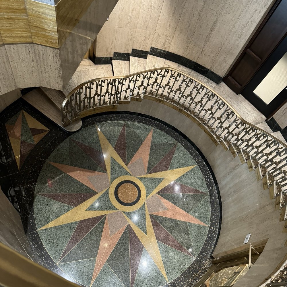 Bottleworks Hotel - The beautiful original floor revived in the hotel side entrance - Hotels Near Me - Indianapolis, Indiana