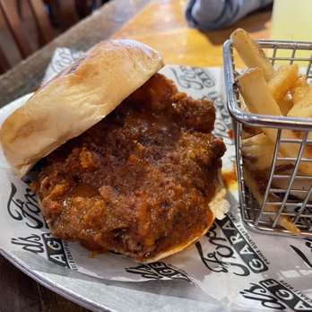 Ford's Garage Estero - Buffalo Chicken Sandwich was excellent  Thumbs down on the boring regular fries. Bring back Wedge fries!! - Bars Near Me - Estero, Florida