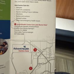 AdventHealth Centra Care Lake Buena Vista - This is the exact location that the vans take you to from Magic kingdom. The friendliest and best service for an urgent injury.