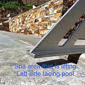 Poseidon Pools - Multiple areas of our decking is lifting from improper soil preparation. - Pool & Hot Tub Service Near Me - Santa Clarita, California Poseidon Pools - Multiple areas of our decking is lifting from improper soil preparation. - Pool & Hot Tub Service Near Me - Santa Clarita, California
