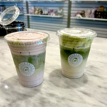 Huckabees Coffee - Strawberry puff matcha and matcha latte with sweet cold foam - Coffee & Tea Near Me - Rockwall, Texas Huckabees Coffee - Strawberry puff matcha and matcha latte with sweet cold foam - Coffee & Tea Near Me - Rockwall, Texas