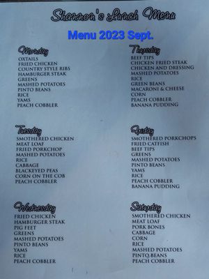 Menu photo 1 Shannon's Cafe Bryan, TX