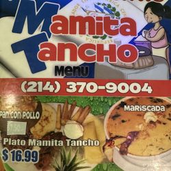 Mamita Tancho - Front page of the menu.