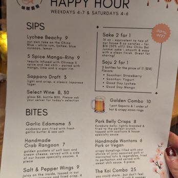 Koi Noodles - Happy hour menu - Noodles Near Me - Chicago, Illinois Koi Noodles - Happy hour menu - Noodles Near Me - Chicago, Illinois