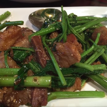 Manow Thai Kitchen - Crispy pork belly with Chinese watercress - Thai Near Me - Newton, Massachusetts Manow Thai Kitchen - Crispy pork belly with Chinese watercress - Thai Near Me - Newton, Massachusetts