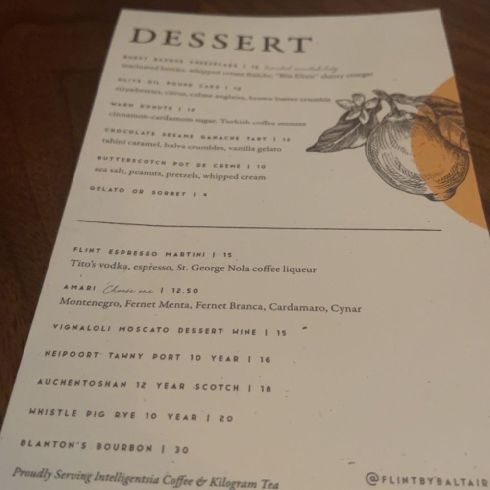 FLINT by Baltaire - Menu - New American Near Me - Phoenix, Arizona