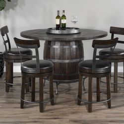 Furniture Helpers - Homestead Round Pub Table w/ Wine Barrel Base Dimensions: 54"Rx36"H
Base & Lazy Susan Swivel