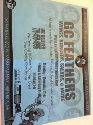 Menu photo 5 GC Feathers Wings & Things Villa Rica, GA Menu photo 5 GC Feathers Wings & Things Villa Rica, GA