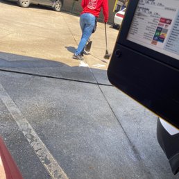 The manager made her come back and sweep up the 2 melted ice cream cones she threw to the ground The manager made her come back and sweep up the 2 melted ice cream cones she threw to the ground