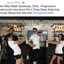 Shinola Shoe Shine Service - Flo's Chop Shop offered beard trims and shoeshines at motorcycle rallies across the nation, and Shinola brought it's A game #Progressive