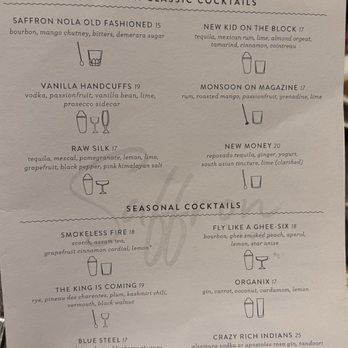 Saffron NOLA - Drink menu - Indian Near Me - New Orleans, Louisiana Saffron NOLA - Drink menu - Indian Near Me - New Orleans, Louisiana