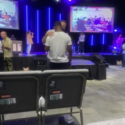 Real Life Church - Pastor Dean praying with my son Xzavion Stevenson visiting from San Jose.