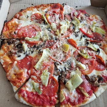 Viking Tower Pizza - Vegetarian pizza with added pepperoni - Pizza Near Me - Solvang, California