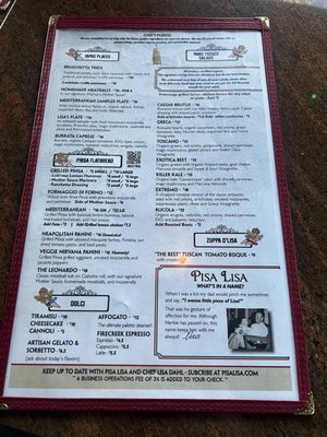 Menu photo 4 Pisa Lisa Sedona, AZ Menu photo 4 Pisa Lisa Sedona, AZ
