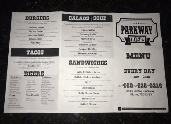 Menu photo 1 Parkway Tavern Plano, TX
