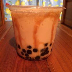 Boba Snow House - Caramel Milk Tea with Egg Pudding and Boba