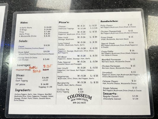 Menu photo 6 Colosseum New York Pizza Milpitas, CA Menu photo 6 Colosseum New York Pizza Milpitas, CA
