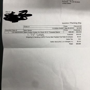 TR Holsters - Invoice to show he was supposed to send a Glock 21 holster - Guns & Ammo Near Me - Rockwell, North Carolina