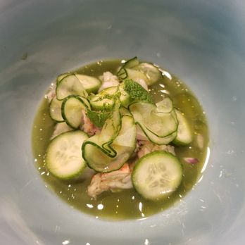 Gather & Forge - Cajun lobster, with cucumber and a lime/mint broth. - Personal Chefs Near Me - Austin, Texas