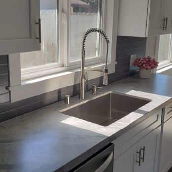 Lilias Kitchen and Tile - Quarts counter top, subway tile shaker cabinets. - Kitchen & Bath Near Me - Santa Maria, California