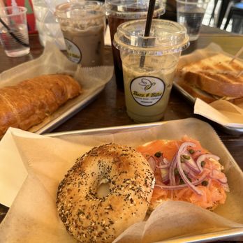 Buzz & Bites - Bagel Lox and pandan latte - Coffee & Tea Near Me - Houston, Texas