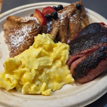 Eggxactly Breakfast & Deli - French toast with eggs and smoke sausage - Coffee & Tea Near Me - Memphis, Tennessee Eggxactly Breakfast & Deli - French toast with eggs and smoke sausage - Coffee & Tea Near Me - Memphis, Tennessee