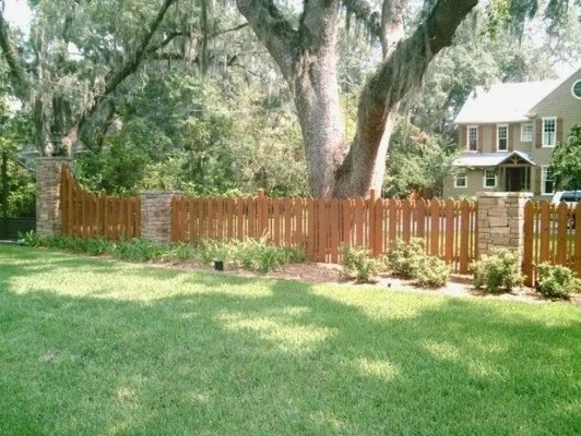 Fencing Installations - Here at Sunset Fence, we have decades of combined experience when it comes to installing custom fences and creating other beautiful exterior additions. Serving Jacksonville, FL, we can create fences, decks, hardwood tables, and arbors you're sure to love. A local, family-owned business established in 1996, we stand behind all our work with a one-year craftsmanship warranty. Fencing Installations - Here at Sunset Fence, we have decades of combined experience when it comes to installing custom fences and creating other beautiful exterior additions. Serving Jacksonville, FL, we can create fences, decks, hardwood tables, and arbors you're sure to love. A local, family-owned business established in 1996, we stand behind all our work with a one-year craftsmanship warranty.
