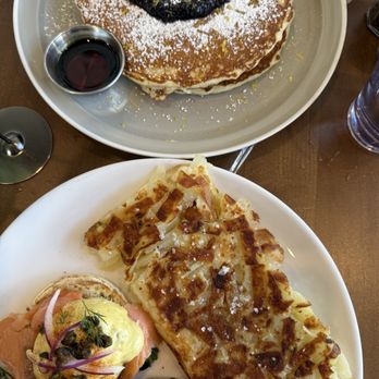 Poached Kitchen - Smoked Salmon Benedict and Lemon Ricotta Pancakes - Breakfast & Brunch Near Me - Whittier, California
