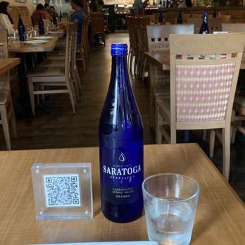 Rangoon Ruby - 8/7/2023:  Sparkling H2O and my POV of interior. - Asian Fusion Near Me - Palo Alto, California