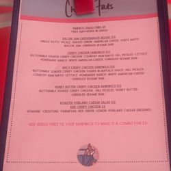 Chicken Fats - Menu as of September 2024