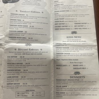 Sai Ram Indian Cuisine - Menu 3/4 (As of June 2022) - Indian Near Me - Appleton, Wisconsin