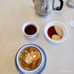 Panda Inn - Hot & sour soup Complimentary tea