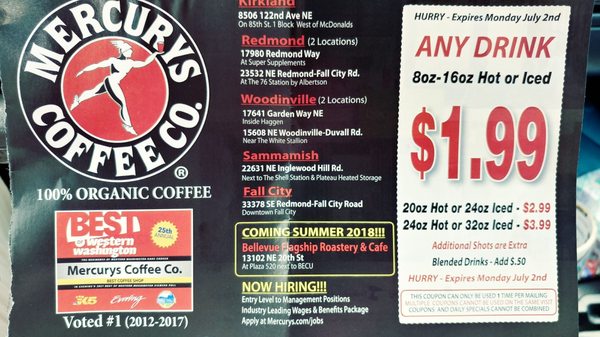 Menu photo 6 Mercurys Coffee Kirkland, WA Menu photo 6 Mercurys Coffee Kirkland, WA