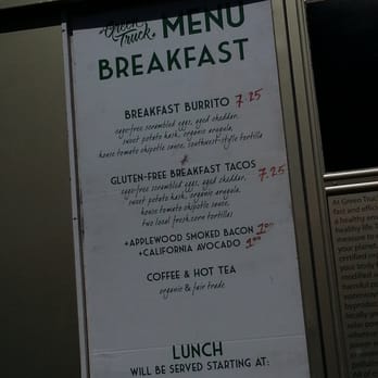 Green Truck - Breakfast menu - Food Trucks Near Me - Culver City, California Green Truck - Breakfast menu - Food Trucks Near Me - Culver City, California
