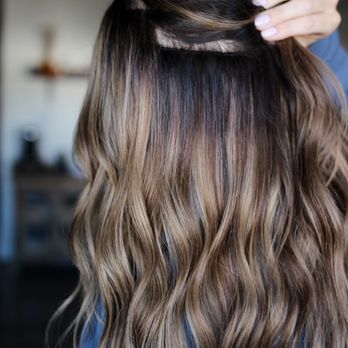Sugar Plum - Exposed Hand Tied Extensions. 2 rows of 18" custom colored. - Hair Salons Near Me - San Clemente, California Sugar Plum - Exposed Hand Tied Extensions. 2 rows of 18" custom colored. - Hair Salons Near Me - San Clemente, California