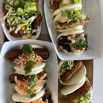 King Bao - Top left: Porky's Tatchos Bottom left: Hogzilla Top right: Glen Rhee Bao, 2 Soft Shell Crab Bao Bottom Right: The Inner Harbor Bao - Asian Fusion Near Me - Orlando, Florida King Bao - Top left: Porky's Tatchos Bottom left: Hogzilla Top right: Glen Rhee Bao, 2 Soft Shell Crab Bao Bottom Right: The Inner Harbor Bao - Asian Fusion Near Me - Orlando, Florida