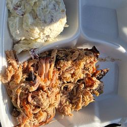Lil’ Slats Smokehouze - Pulled pork plate with potato salad. Also got lays chips which is not in the picture