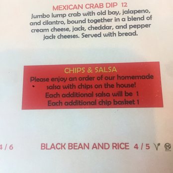 Picantillo - Having to pay for extra chips and salsa is kinda crazy. Never been to a Mexican restaurant where you had to do this. - New American Near Me - Pasadena, Maryland Picantillo - Having to pay for extra chips and salsa is kinda crazy. Never been to a Mexican restaurant where you had to do this. - New American Near Me - Pasadena, Maryland