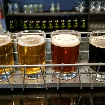 CraftHaus Brewery - 4 beer flight ($7). Left to right: Mojave IPA, Resinate IPA, Neon Empire Red IPA, Belgard Coffee Stout. - Breweries Near Me - Henderson, Nevada