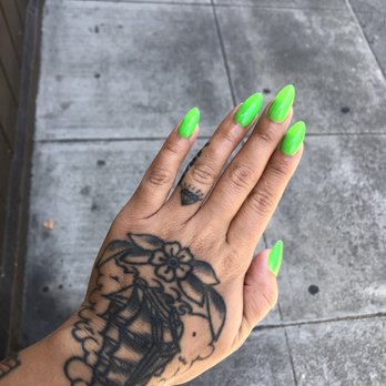 Me Nail Spa - Neon green soft gel almond shape - Nail Salons Near Me - Alameda, California Me Nail Spa - Neon green soft gel almond shape - Nail Salons Near Me - Alameda, California