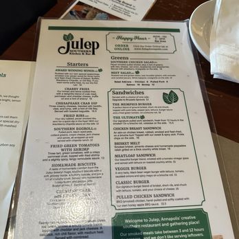 Julep Kitchen & Bar - Menú - Barbeque Near Me - Annapolis, Maryland