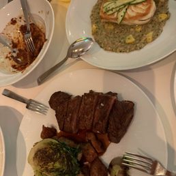 Steak was tender, but the meat itself was not as flavorful. You can skip the halibut.  It was dry and boring.