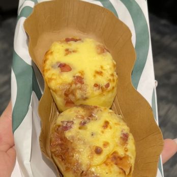Starbucks - Bacon & Gruyère Egg Bites are deliciously cheesy and generous filled with flavorful bacon! - Coffee & Tea Near Me - Sacramento, California Starbucks - Bacon & Gruyère Egg Bites are deliciously cheesy and generous filled with flavorful bacon! - Coffee & Tea Near Me - Sacramento, California