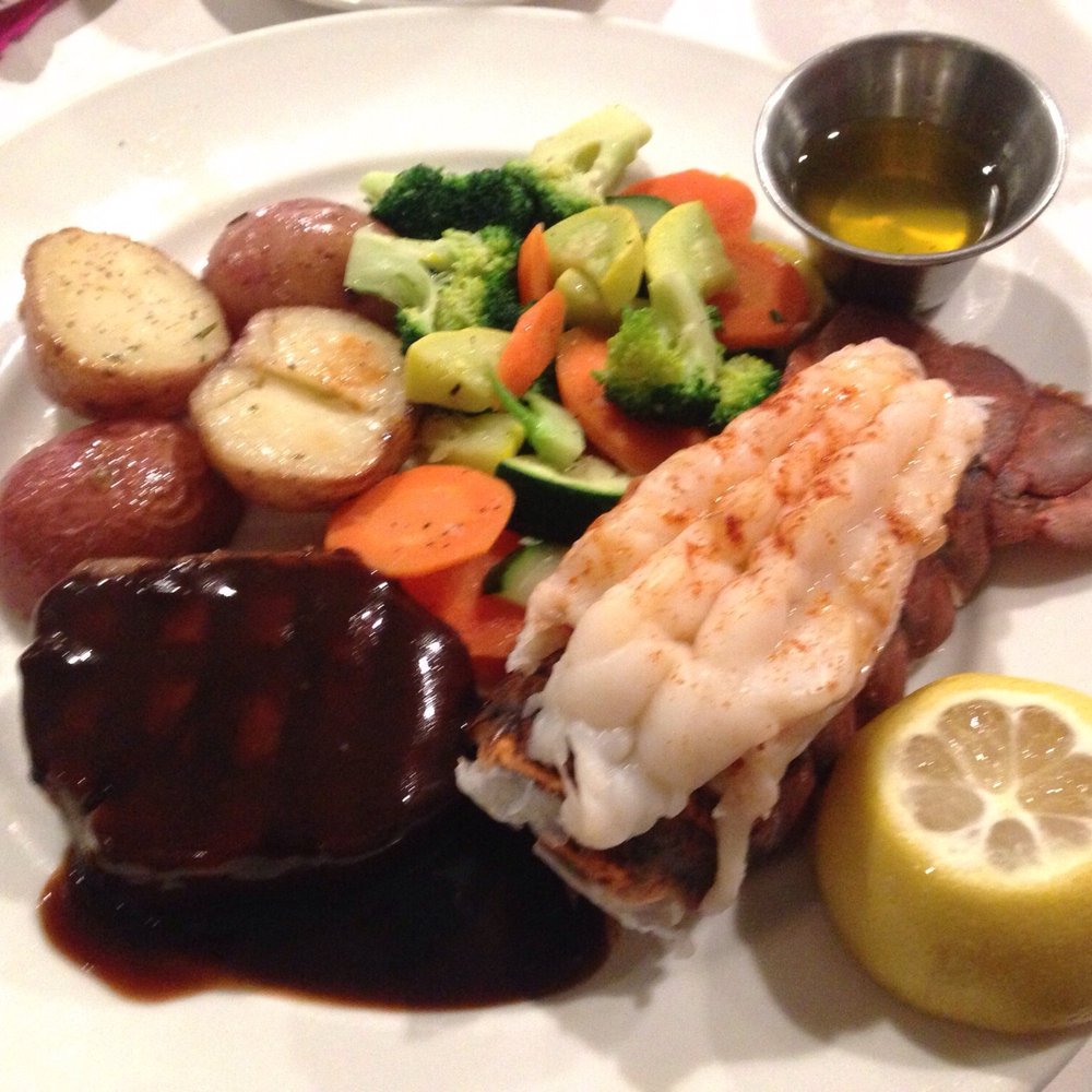 The steak and lobster with the not very appetizing looking sauce. The steak and lobster with the not very appetizing looking sauce.