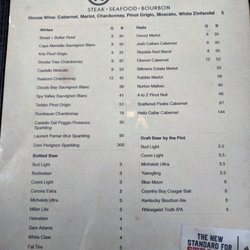 The Winchester - Wine and Beer menu.