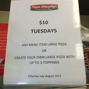 Papa Murphy's - a menu for a large pizza - Pizza Near Me - Mobile, Alabama