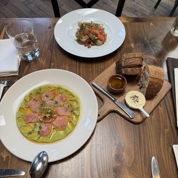 Firewood - Yellow Tail Carpaccio, Smoked Trout Toast, Artisan Bread - New American Near Me - Park City, Utah